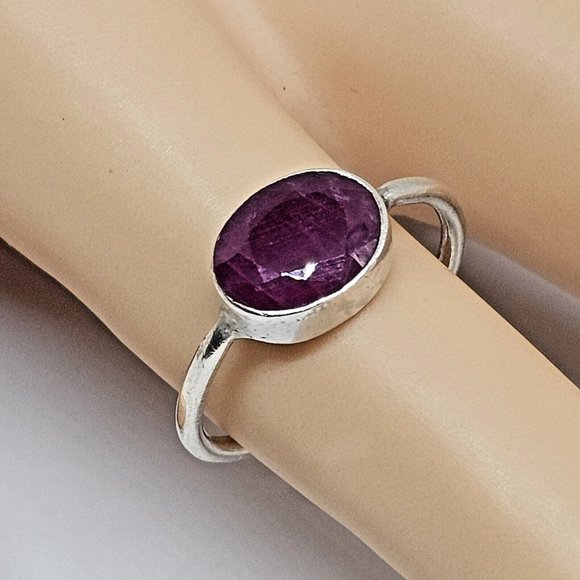 925 Sterling Silver - Natural Ruby Gemstone Ring Size 8.5 - Picture 2 of 14